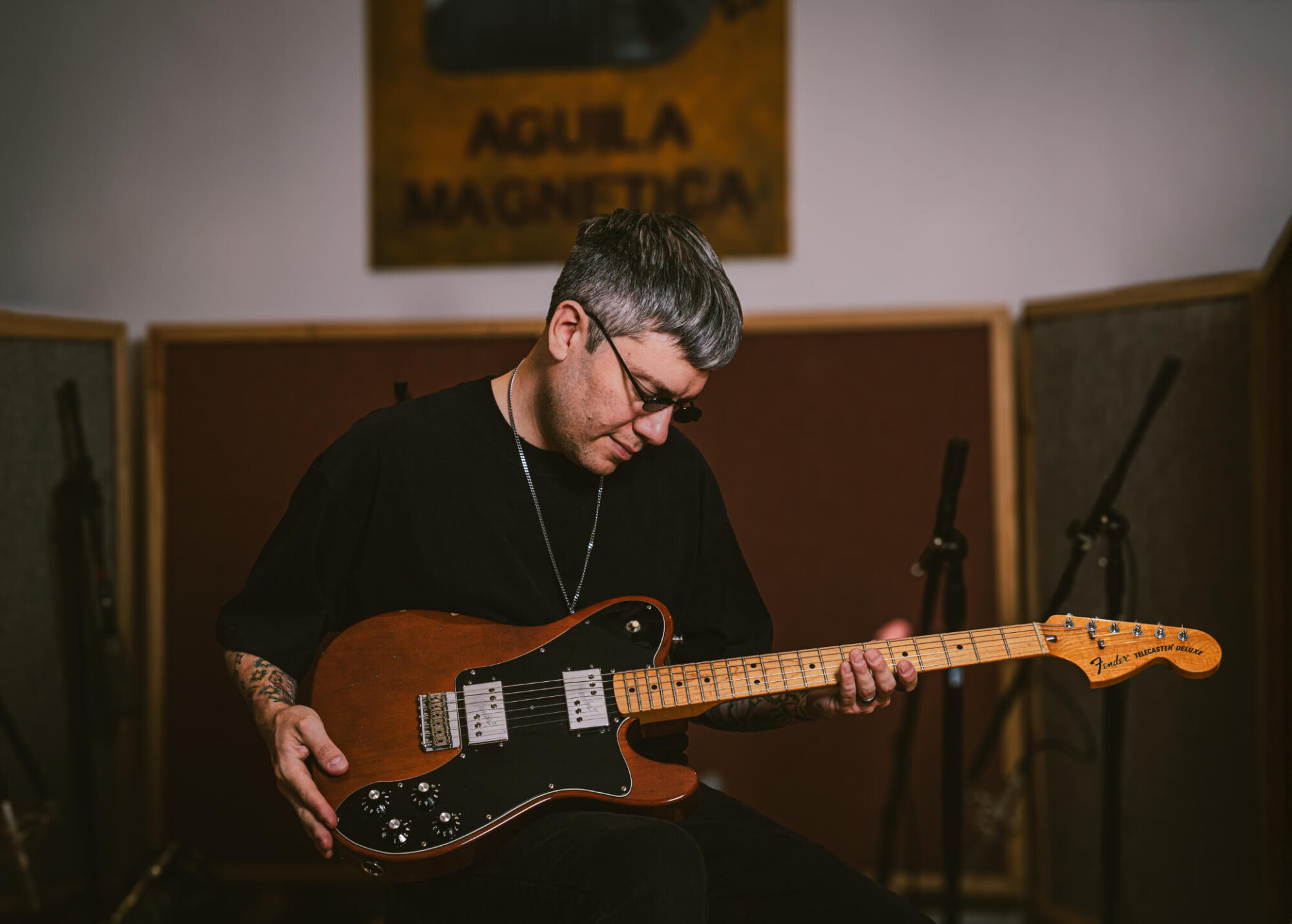 RC in the music studio with a Fender Telecaster Custom Deluxe '72 Guitar
